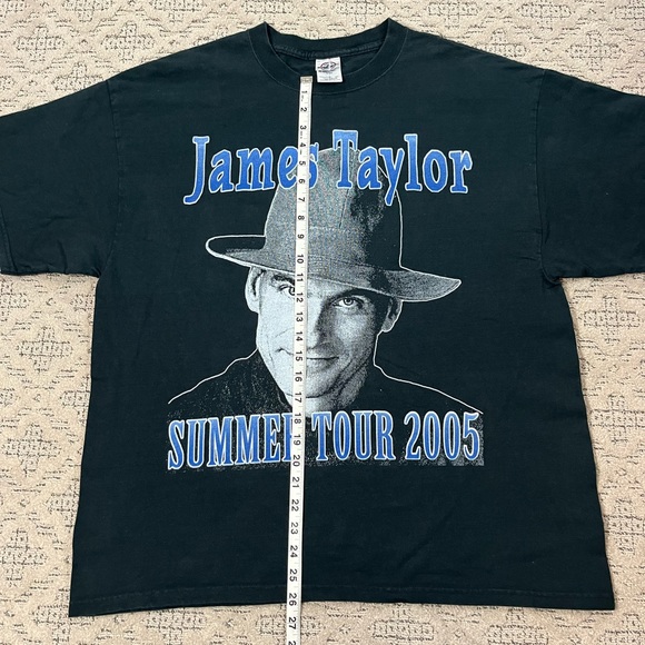 🎸 '05 James Taylor Artist Blue Embroider Text Summer Tour Lot 2005 Cotton Tee - Picture 9 of 15